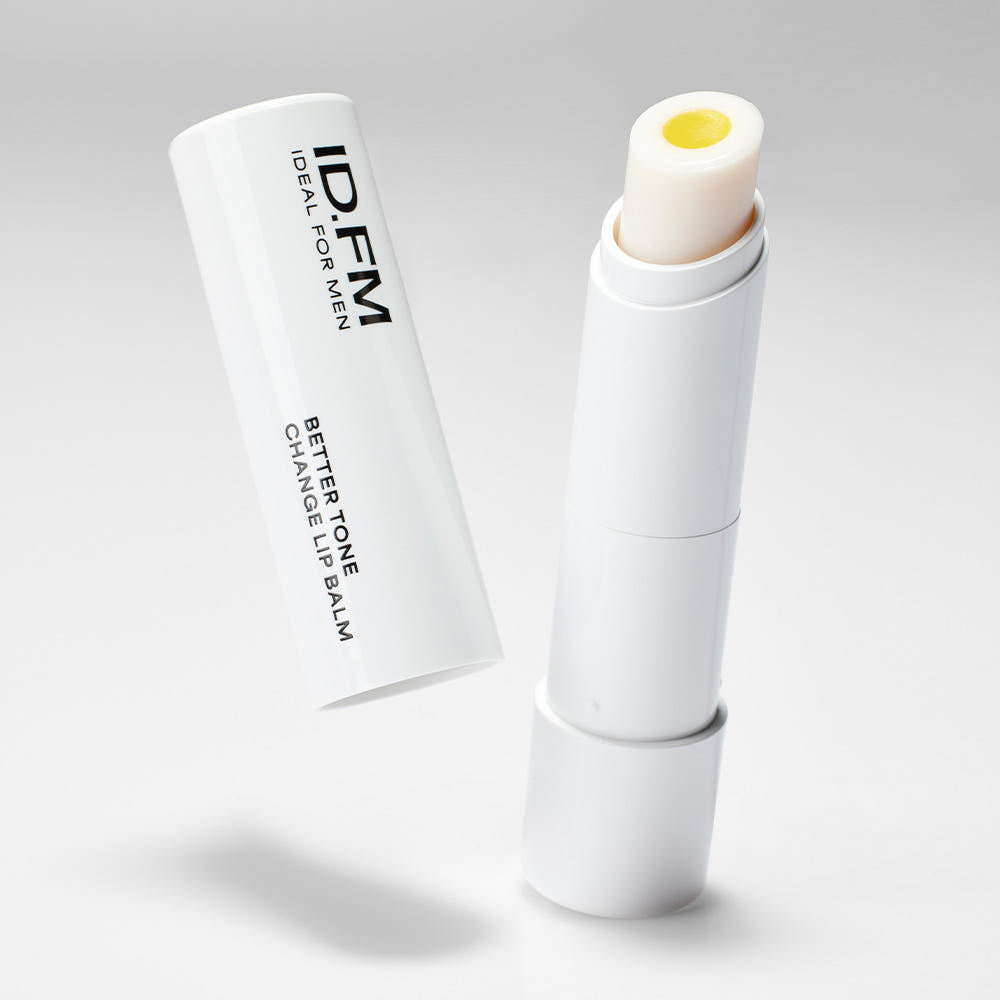 IDEAL FOR MEN Baretone Lip Balm 4g by Gentleman Korea — white stick lip balm with yellow core, men's skincare product for hydrated smooth lips