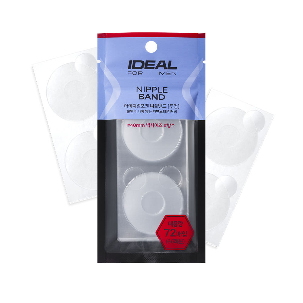 IDEAL FOR MEN Nipple Bands (Transparent) 72-Pack [36-Pack] clear nipple covers for men by Gentleman Korea, product packaging front view