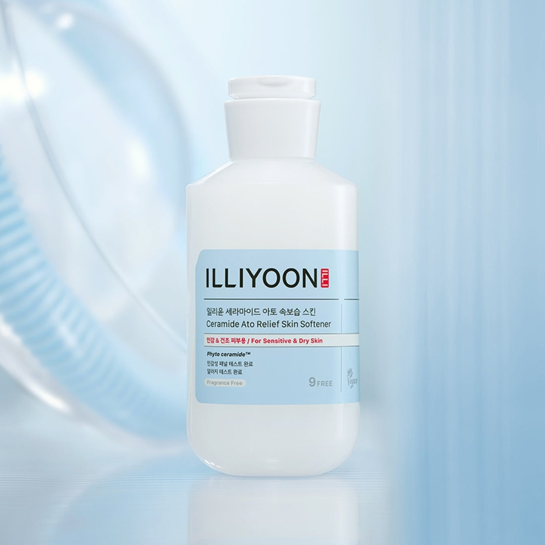 ILLIYOON Ceramide Ato Moisturizing Skin 250ml bottle with blue label, front view.