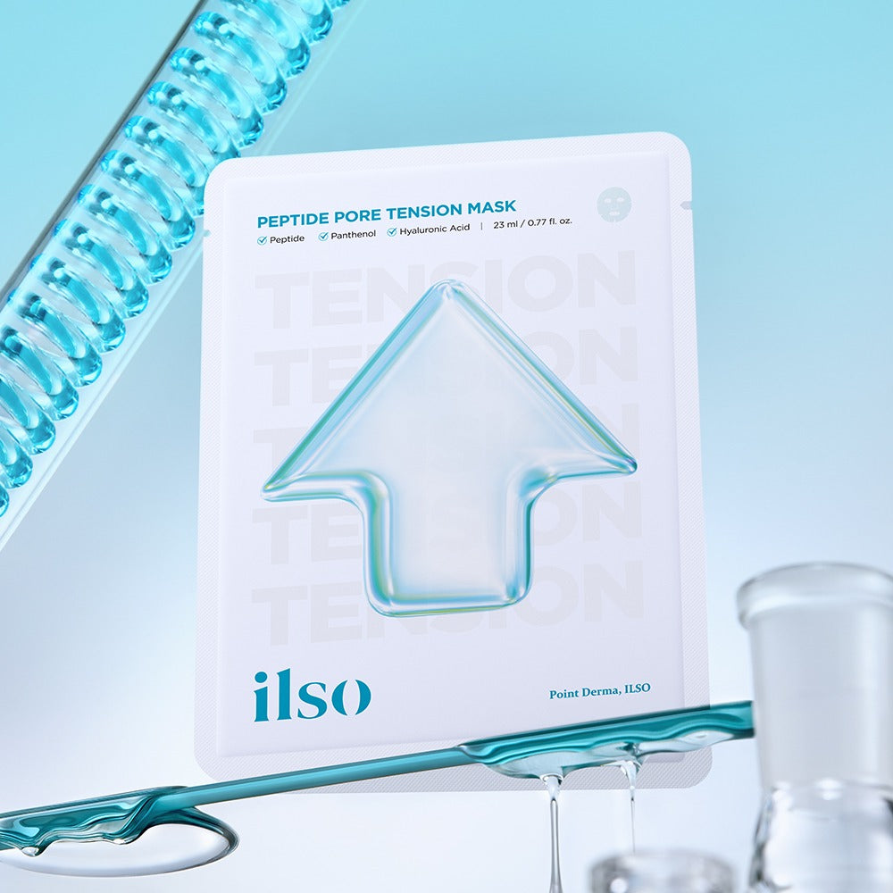ILSO Peptide Pore Tension Mask 1 Sheets packaging with scientific elements displayed in the background