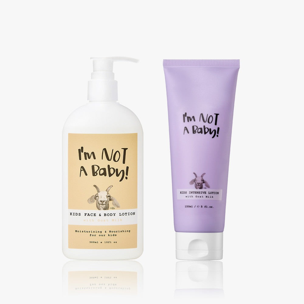I'M NOT BABY Face & Body Lotion 300ml Intensive Lotion 150ml Set displayed on white background