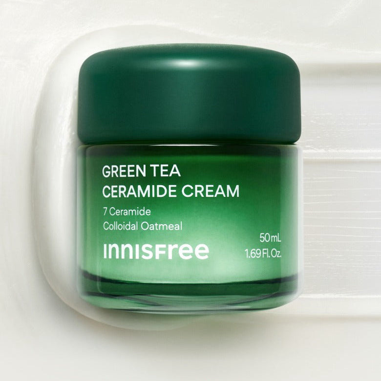INNISFREE Green Tea Ceramide Cream 50ml - hydrating facial moisturizer with 7 ceramides for smooth and healthy skin.