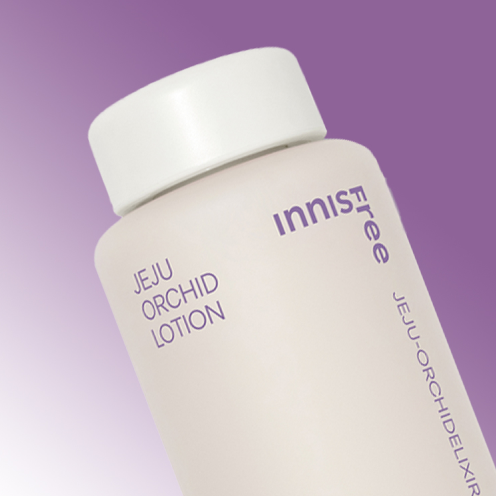INNISFREE Jeju Orchid Lotion 170ml bottle with gradient background