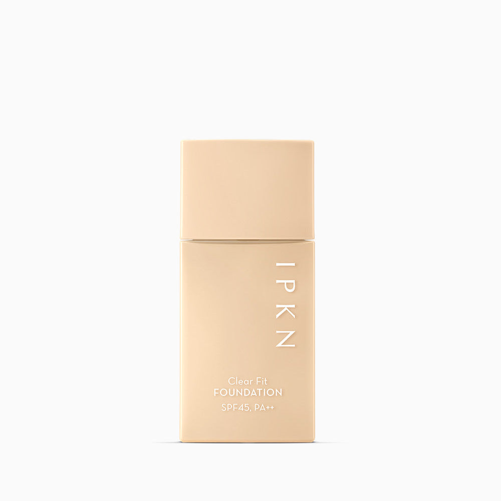 Bottle of IPKN Clear Fit Foundation SPF45, PA++ 40ml on a white background