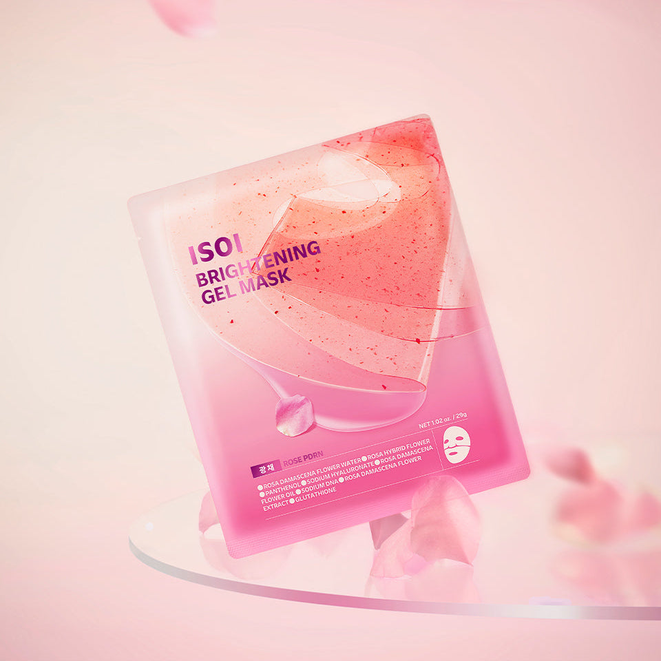 ISOI Brightening Gel Mask 29g 1 sheet 5 pieces product image on a pink background