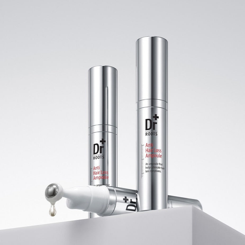 ISOI Dr.Roots Anti-Hair Loss Ampoule 10ml showcasing product design and dropper on a sleek white surface.