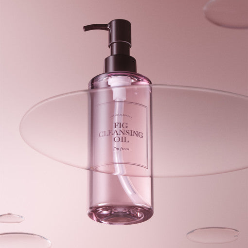 I'M FROM Fig Cleansing Oil 200ml bottle with pump on pink background