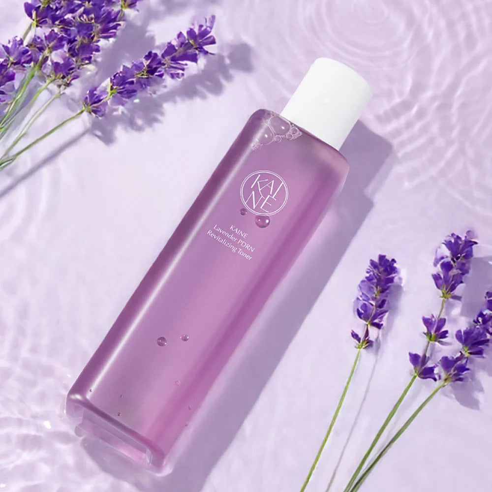KAINE Lavender PDRN Revitalizing Toner 300ml product image with lavender flowers