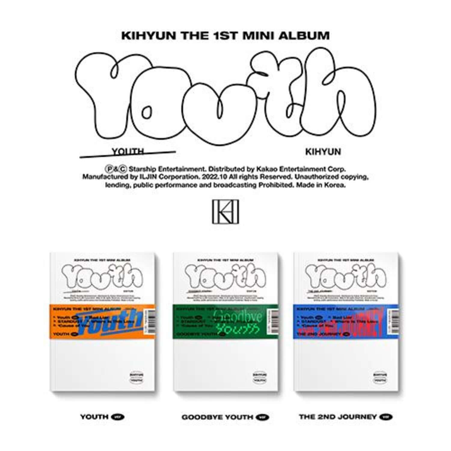 KIHYUN - 1ST [YOUTH] (Set of 3) - Kpop Album | Kool Seoul - Buy Kpop Albums Online