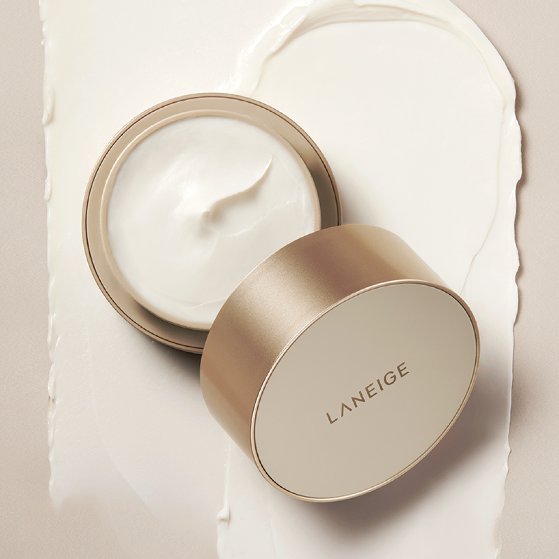 LANEIGE Perfect Renew 3X Cream Advanced 50ml in an open jar showcasing cream texture on a light background.