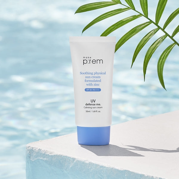MAKE P:REM UV Defense Me Calming Sun Cream 50ml by a pool