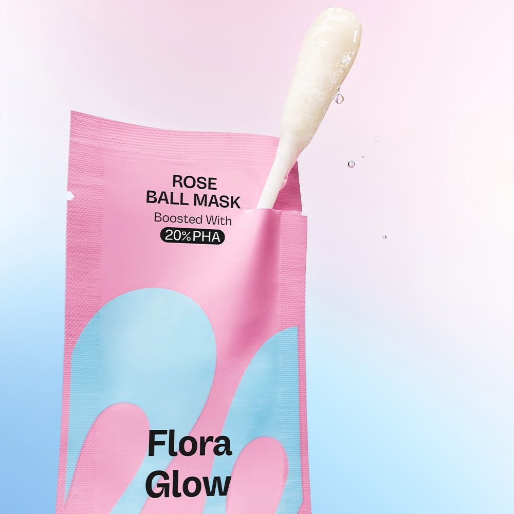 MAMONDE Flora Glow Rose Ball Mask 3.5ml product image with 20% PHA packaging.