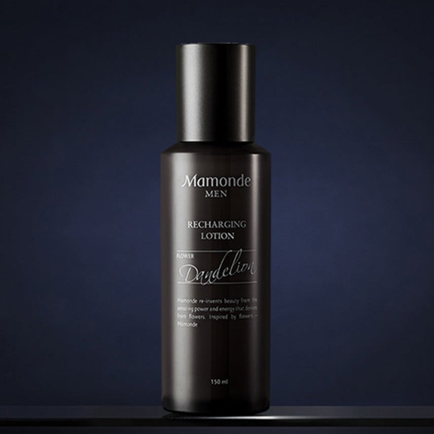 MAMONDE Men Recharging Lotion 150ml bottle product photo for Gentleman Korea — Korean skincare for men, dark sleek packaging