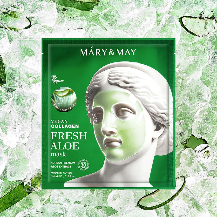 Mary&May ビーガンコラーゲンフレッシュアロエジェルマスク (4枚入り)