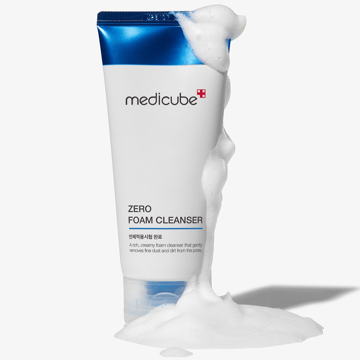 Image of the MEDICUBE Zero Foam Cleanser 120g bottle with foam