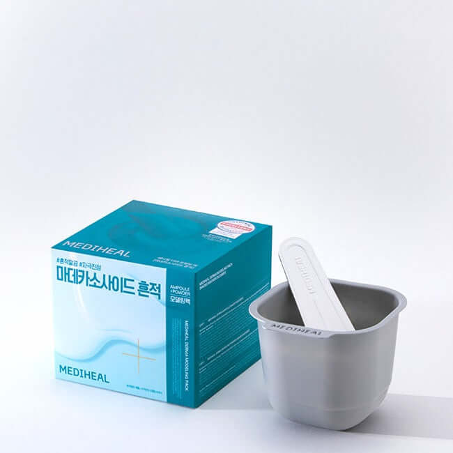 MEDIHEAL Derma Modeling Pack [Madecassoside Traces] with container on display.