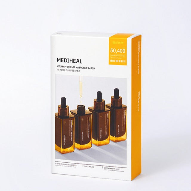 MEDIHEAL Vitamin Derma Ampoule Mask 10 sheets in packaging with visible ampoules