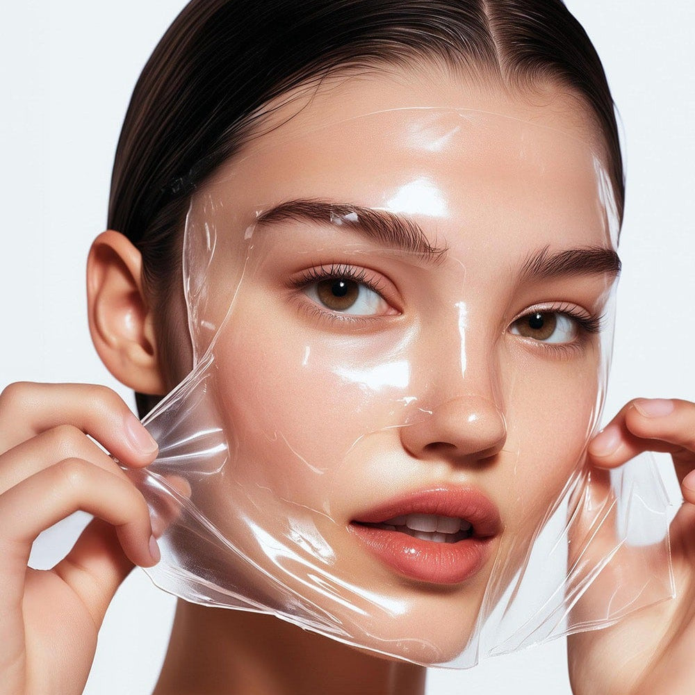 Woman applying MEDIPEEL Collagen Water Glow Wrapping Mask 100ml to face for radiant skin