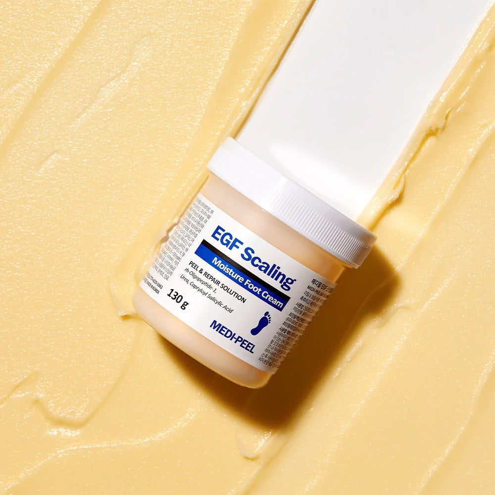 MEDIPEEL EGF Scaling Moisture Foot Cream 130g on creamy background