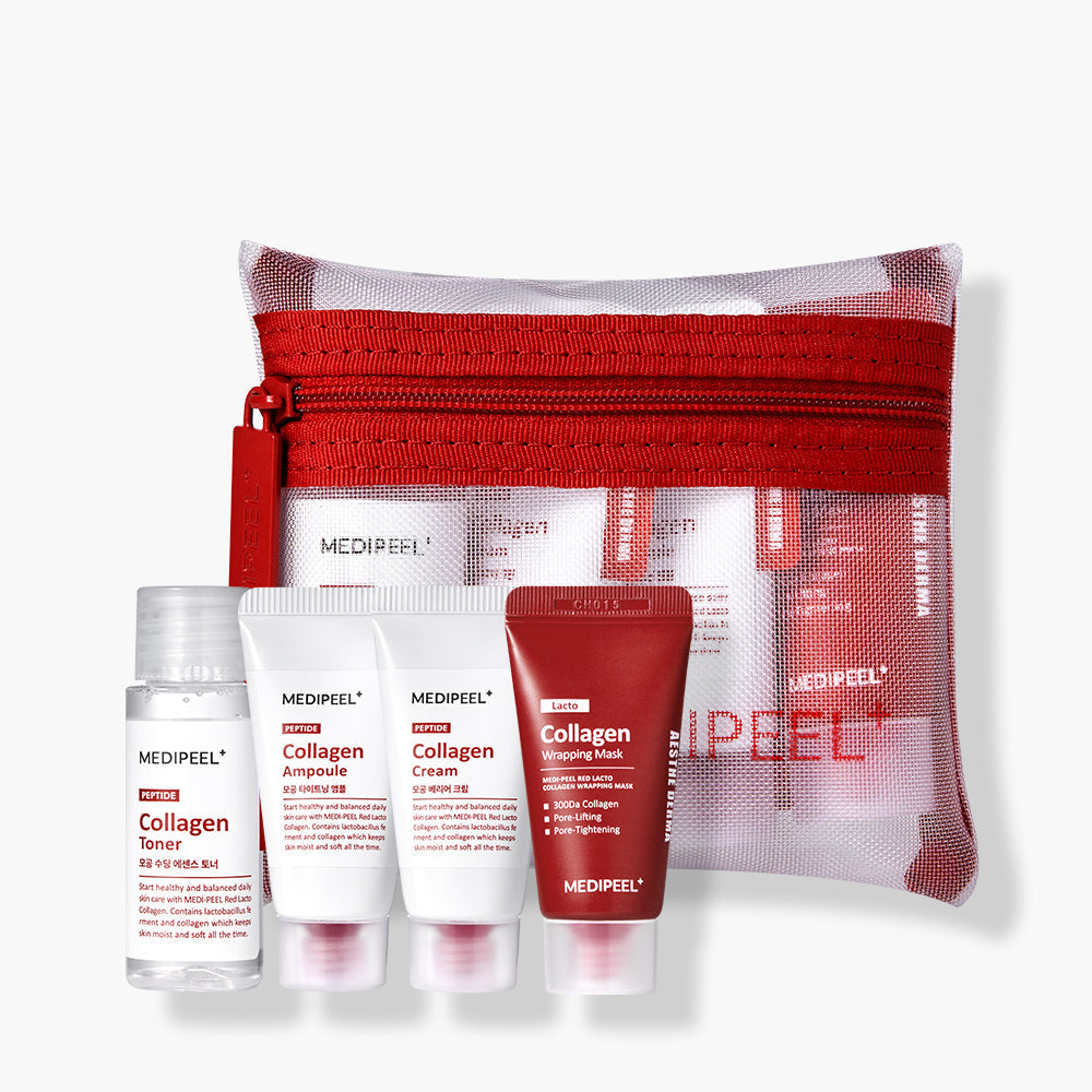MEDIPEEL Red Lacto Collagen Skincare Trial Kit (Toner+Ampoul+Cream+Mask) | Kool Seoul