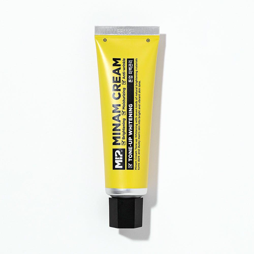MIP Minam Cream Tone-Up Whitening Cream 50ml - Gentleman Korea product image showing yellow tube packaging for men's skincare