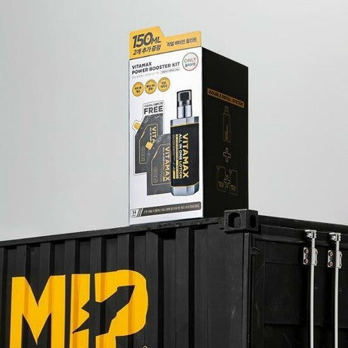 MIP Vitamax Ehitening ALl-in-One Lotion 200ml box and bottle on black Gentleman Korea display