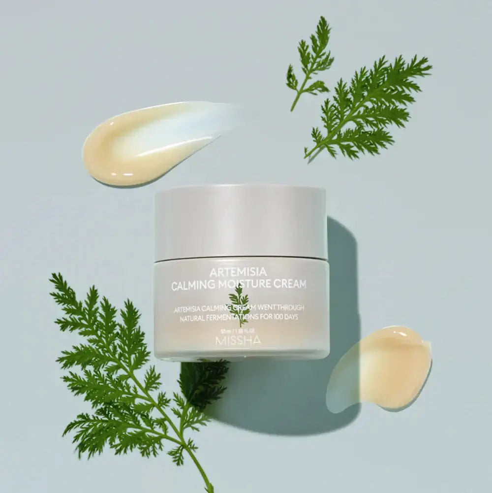 MISSHA Artemisia soothing cream 50ml with moisturizing texture and herbal leaves