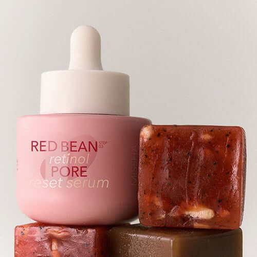MISSHA Pattinol Pore Reset Serum 30ml bottle and soaps in a product display