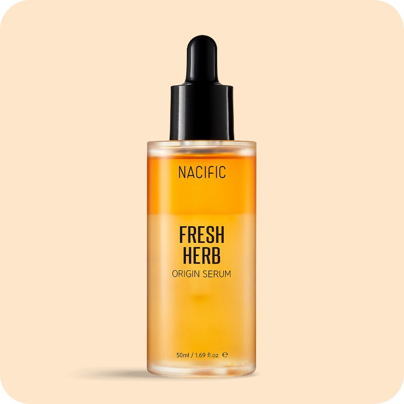 NACIFIC Fresh Herb Origin Serum bottle with hydrating and non-comedogenic properties for dry and sensitive skin care.