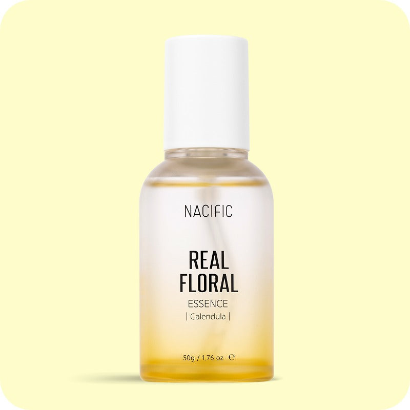 NACIFIC Real Floral Calendula Essence 50g bottle with soothing calendula extract for smooth, hydrated skin.