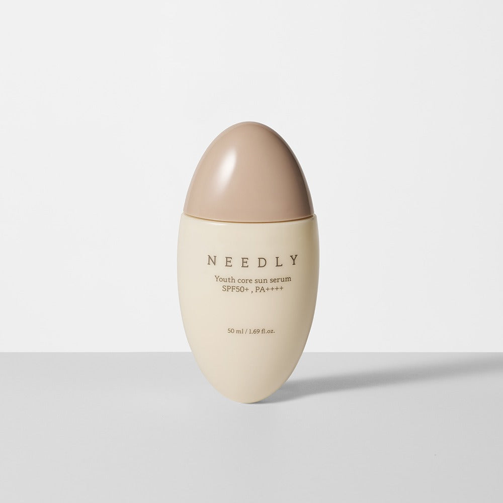 NEEDLY Youth Core Sun Serum 50ml bottle image, showcasing sunscreen product with SPF50+ for youth skin protection.