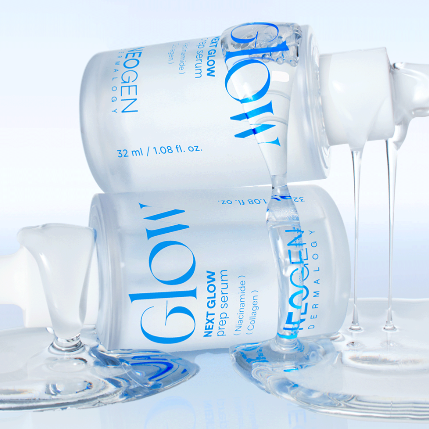 NEOGEN Next Glow Prep Serum 32ml bottle with serum texture, perfect for skincare routine.