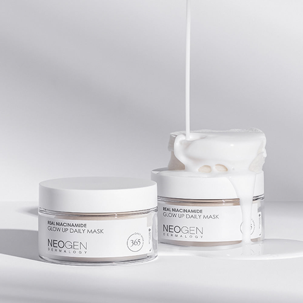 NEOGEN Niacinamide Glow Up Daily Mask Pads 40 Sheets displayed with creamy texture.