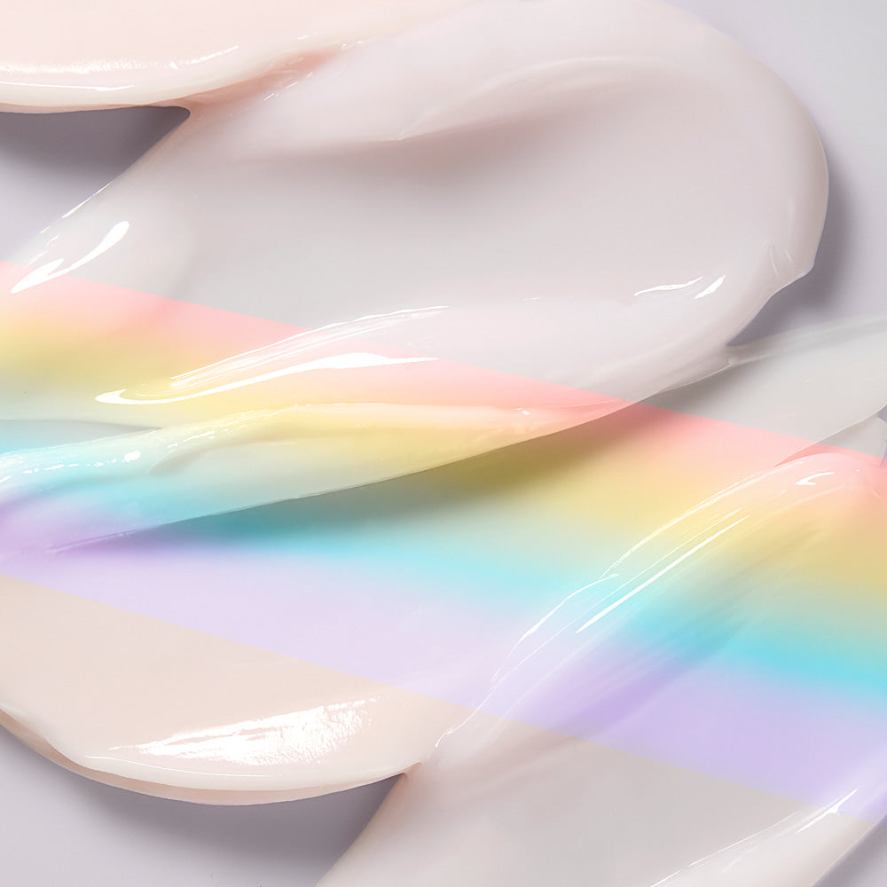 Texture of NEOGEN V Biome Advanced Eye Cream 35ml with a rainbow light effect.