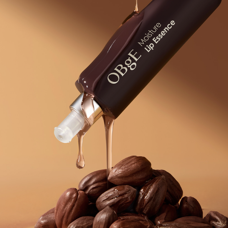 OBGE Moisture Lip Essence 10ml by Gentleman Korea - moisturizing lip essence tube pouring oil over shea nuts for men