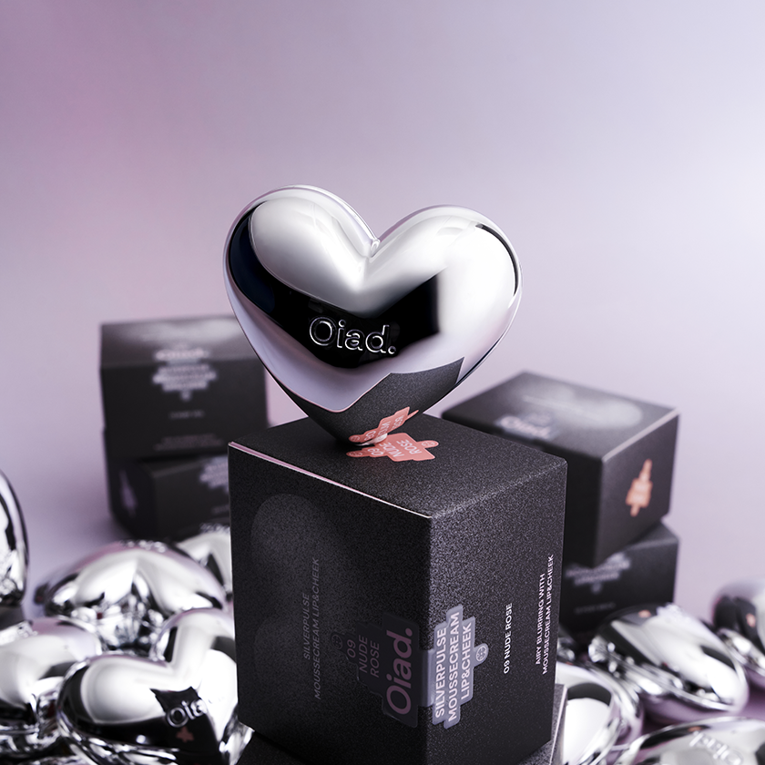 OIAD Silverpulse Moussecream Lip&Cheek product with heart-shaped packaging