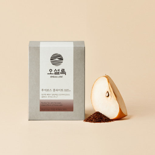 OSULLOC Rooibos Moonlight 10p tea box with sliced pear and tea leaves
