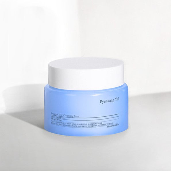 PYUNKANG YUL Deep Clear Cleansing Balm 100ml in a blue jar, perfect for removing makeup and impurities effectively.