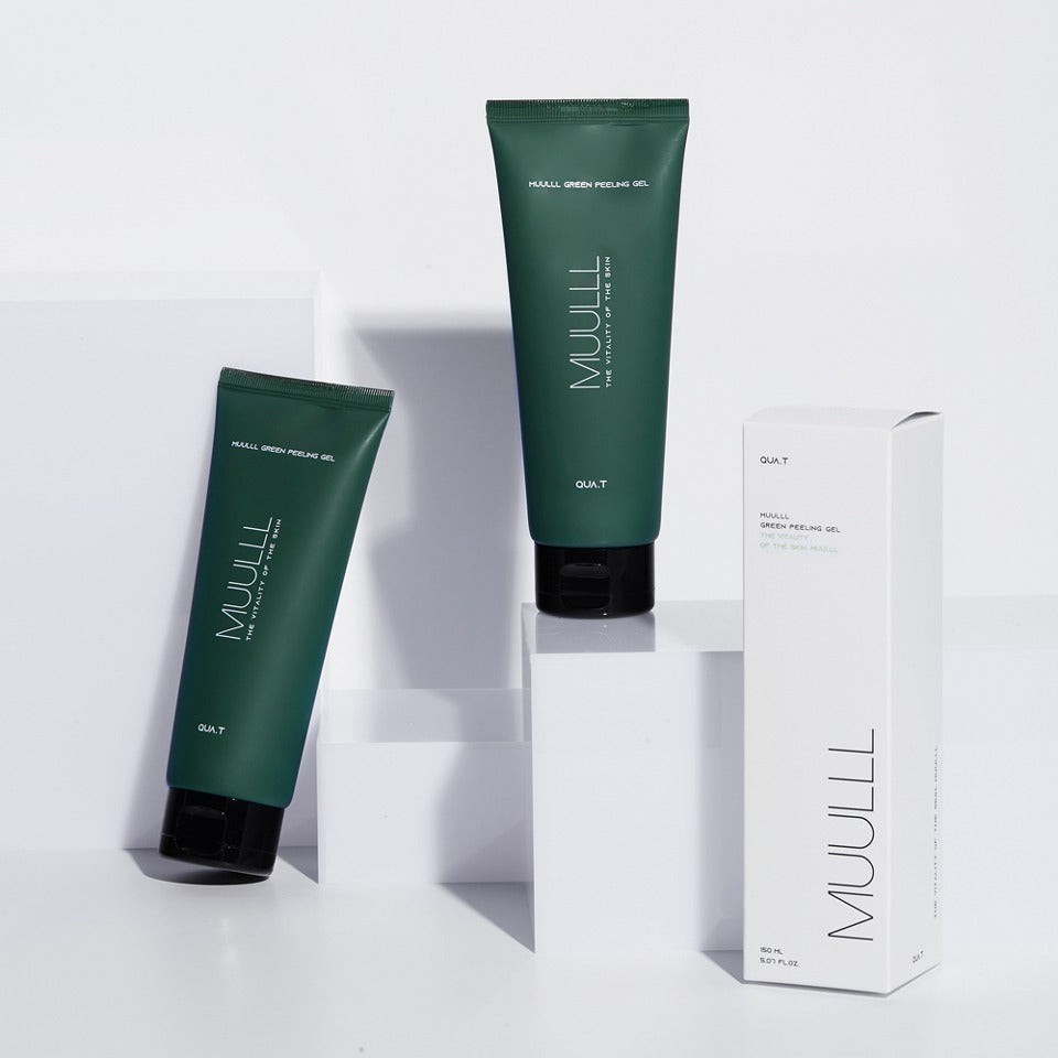 QUA-T Green Peeling Gel 150ml tubes and packaging displayed on white background