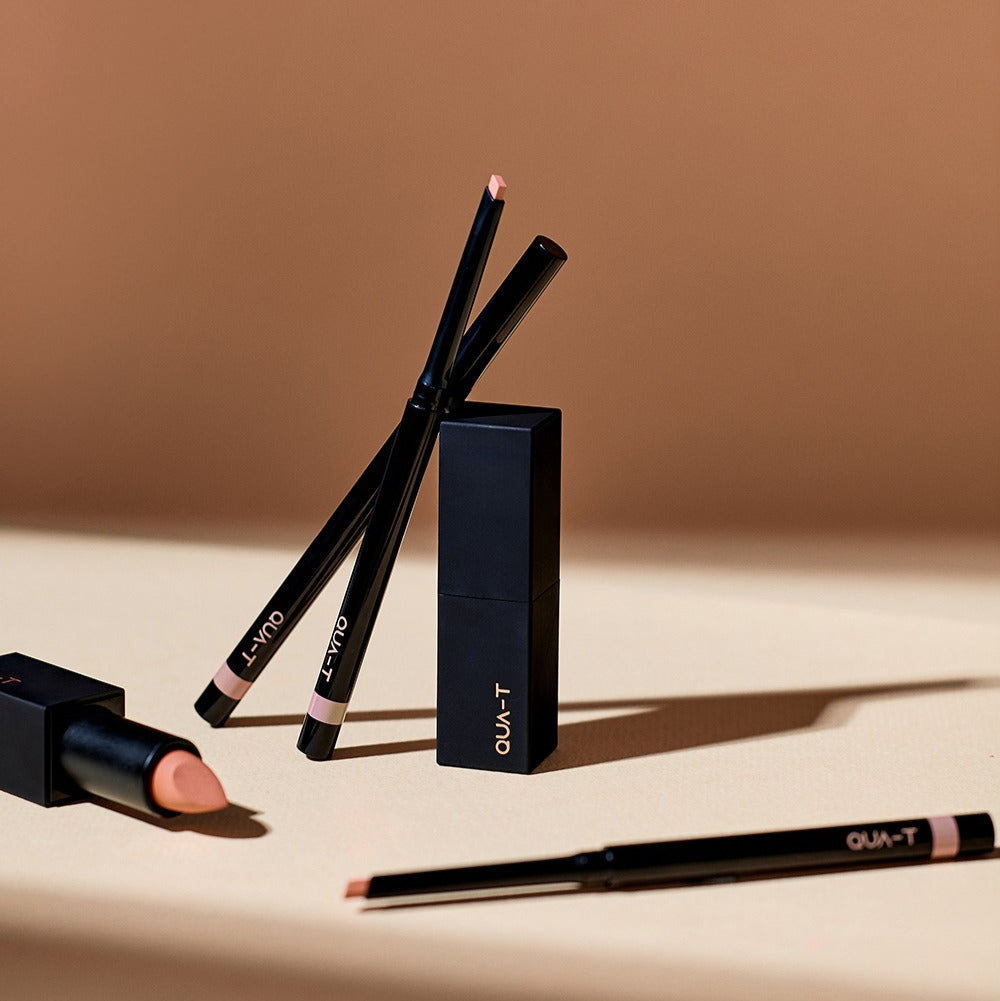 QUA-T NEW My Mood Lip Liner in stylish display showcasing premium makeup essentials for vibrant lips.