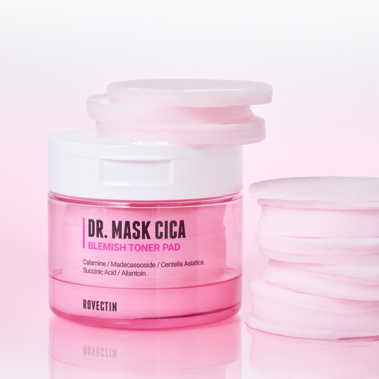 ROVECTIN Dr.Mask Cica Blemish Toner Pads 60 Sheets in pink packaging