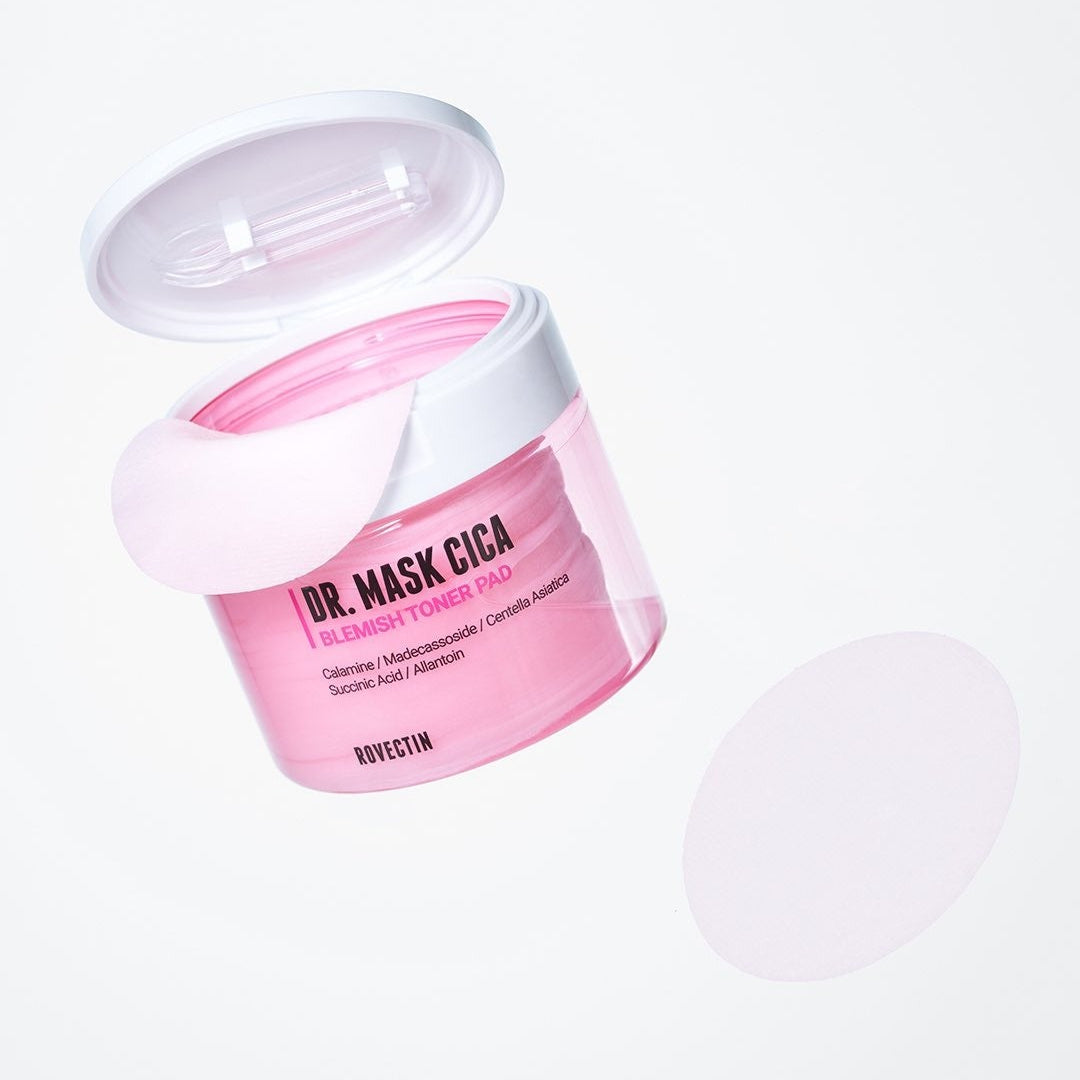 ROVECTIN Dr.Mask Cica Blemish Toner Pads 60 Sheets in open container