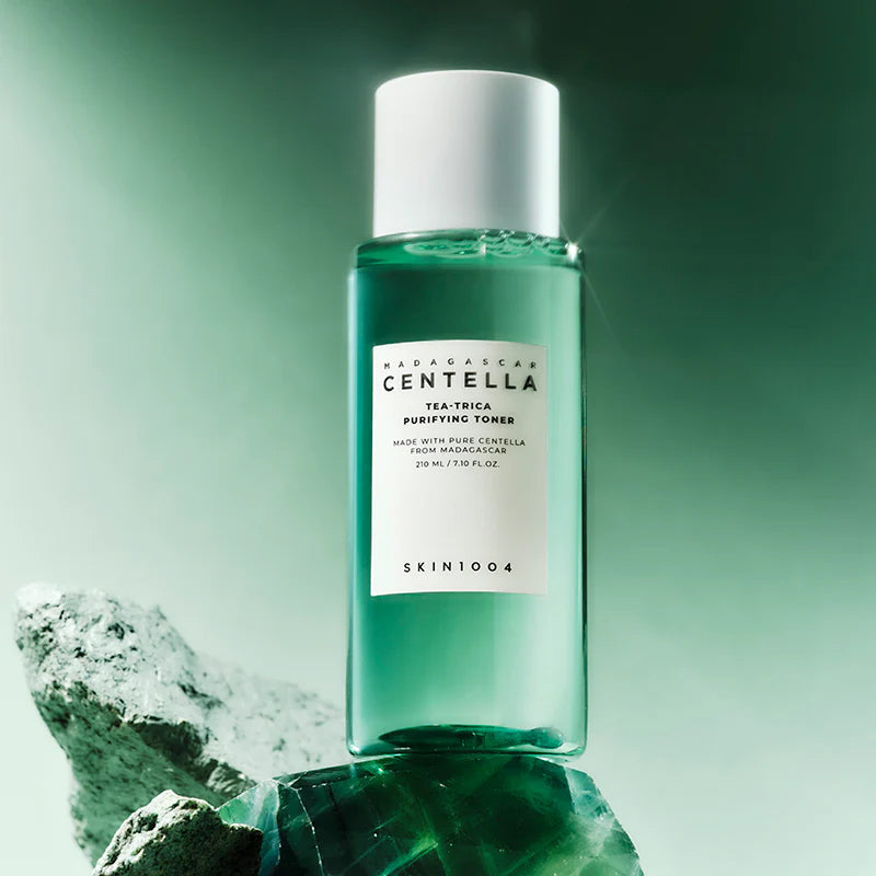 SKIN1004 Madagascar Centella Tea-trica Purifying Toner 210ml bottle on green background