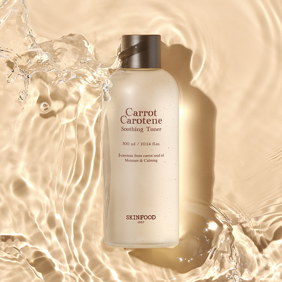 SKINFOOD Carrot Carotene Soothing Toner 300ml bottle in water with soothing effects