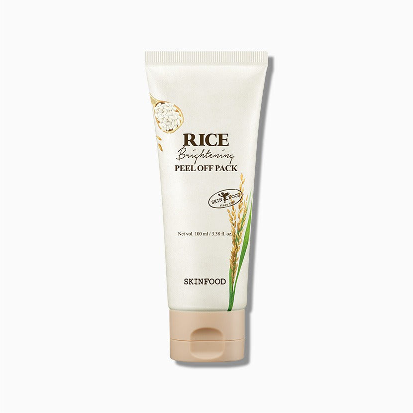 Image of SKINFOOD [NEW] Rice Brightening Peel-Off Pack 100ml product tube on white background.