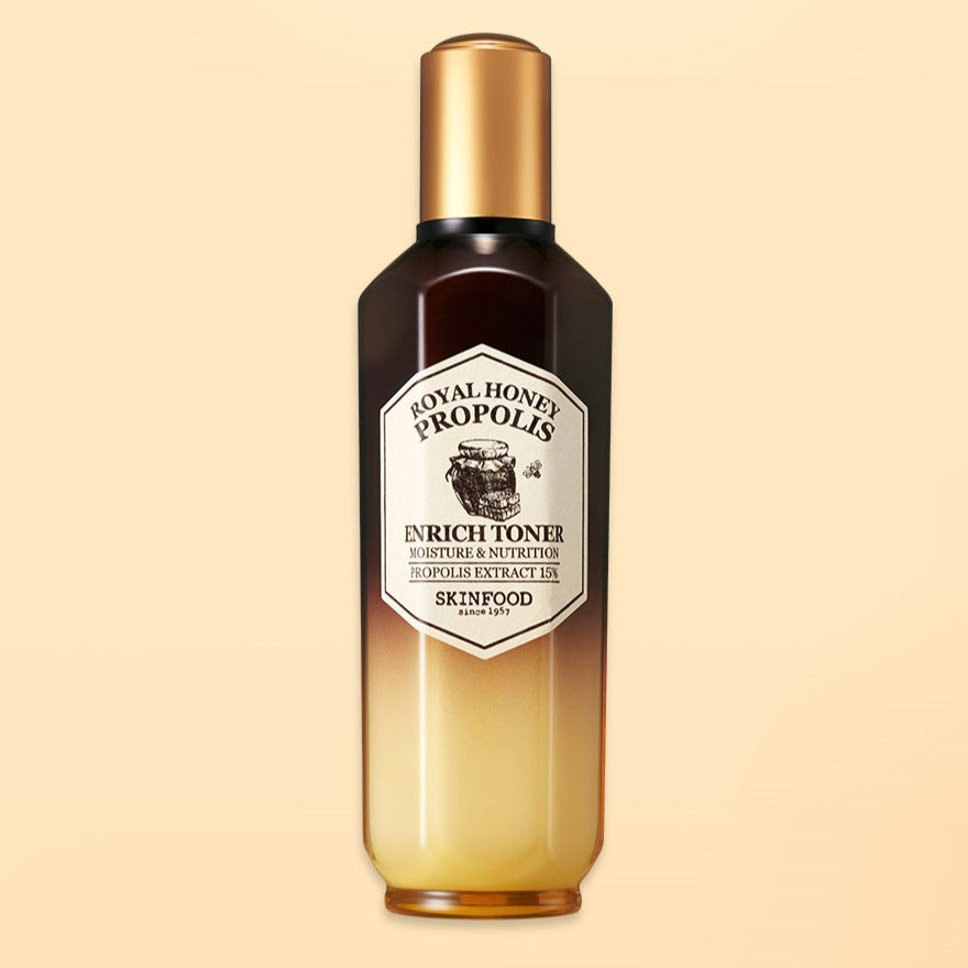 SKINFOOD Royal Honey Propolis Enrich Toner 160ml bottle on a neutral background