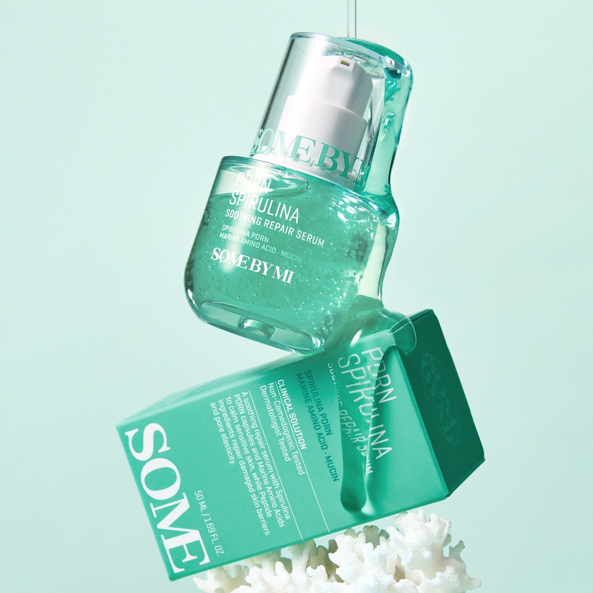 SOME BY MI PDRN Spirulina Soothing Repair Serum 50ml bottle with packaging