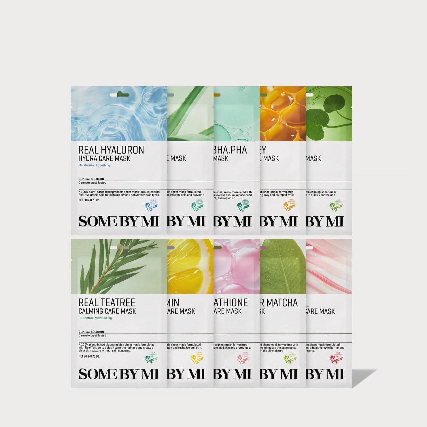 SOME BY MI Real Sheetmask featuring a variety of skincare masks for hydration and calming effects.