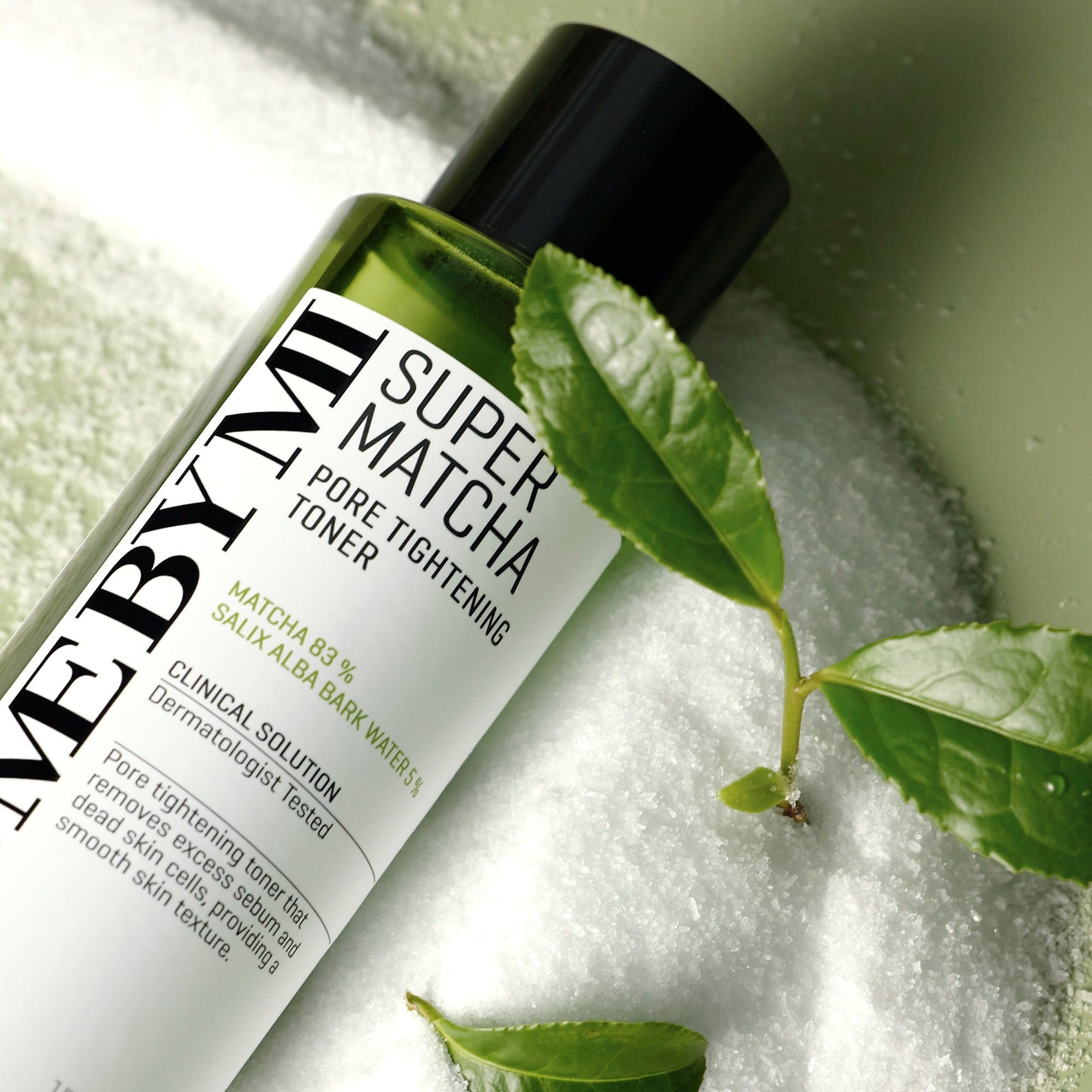 SOME BY MI Super Matcha Pore Tightening Toner 150ml bottle with green leaves for pore care and skin tightening benefits.