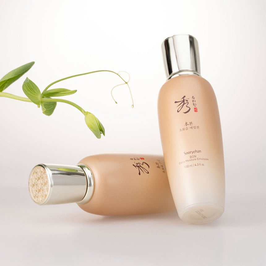 SOORYEHAN Bon Ultra-Moisturizing Emulsion 130ml bottles with elegant design and plant details